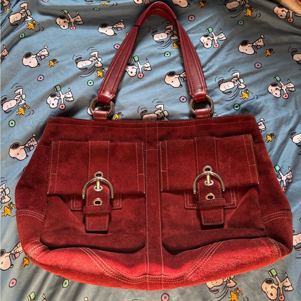 Coach Burgundy Suede Shoulder Bag